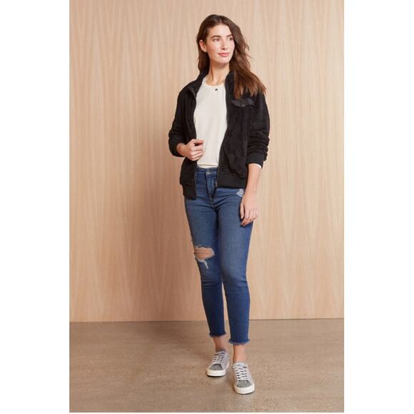 RAILS NWT Evereve Austin Black Sherpa Full Zip Teddy Jacket // M - Picture 3 of 11